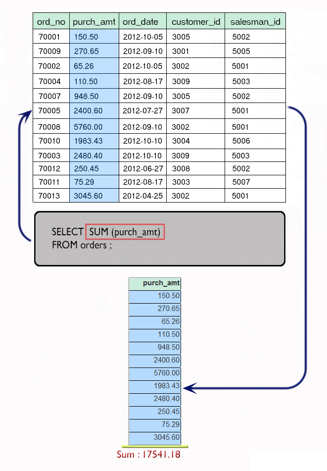SQL Exercise Aggregate Function SUM